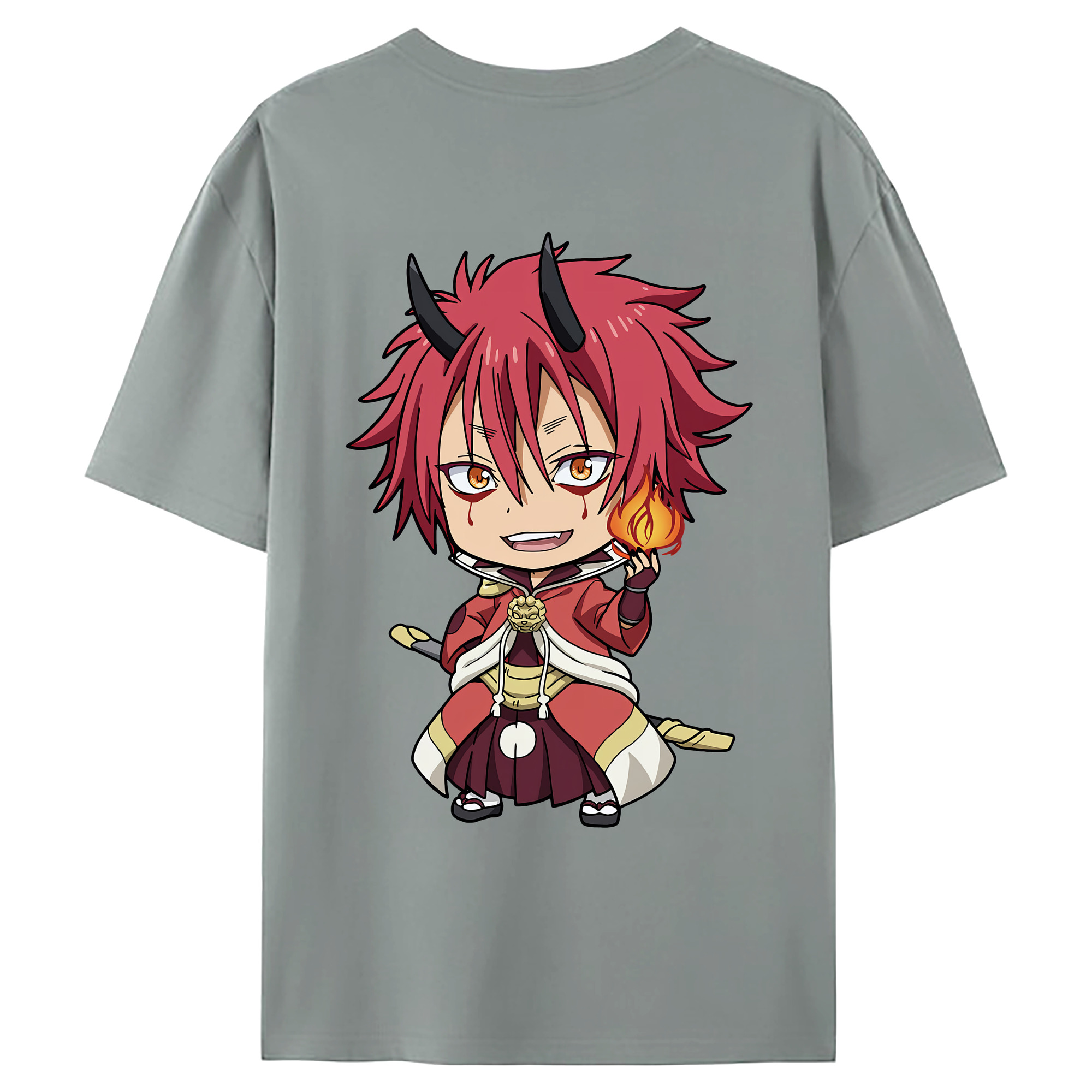 （画像用） 転スラ Regarding Reincarnated to Slime 綿100％ メンズ半袖Tシャツ（バックプリント） 通気性